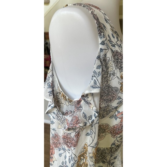 J.O.A. Floral Cold Shoulder Wrap Mini Dress Women's Medium Long Sleeve Lined - Picture 5 of 10